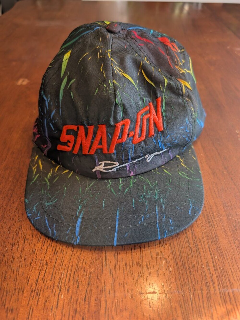 Vintage Rainbow Splash Snapon Racing Snapback Nylon Hat - Size OS